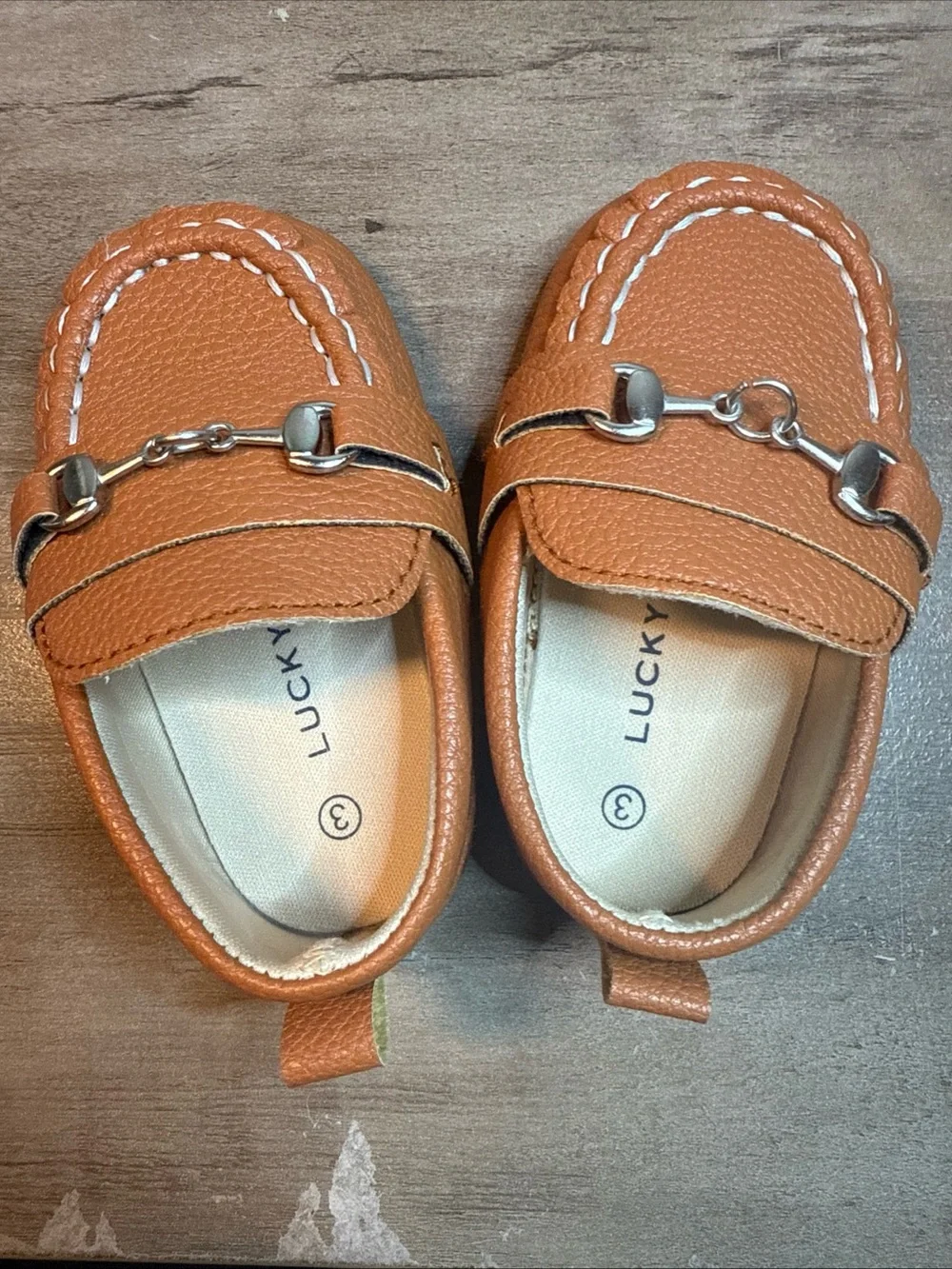 Lucky Brand Kids Orange Brown Moccasin Loafers with Bit Detail